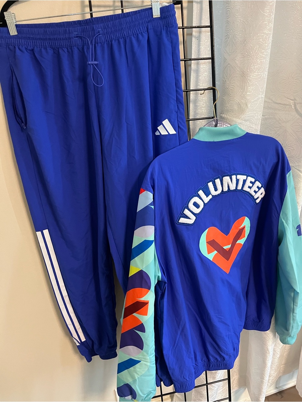 adidas Blue Volunteer Heart Track Sweatpants & Jacket Set